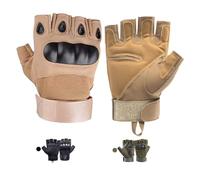 CubePlug Mens Breathable Padded Fingerless Motorcycle Gloves Half Finger Gloves for Cycling Hiking Climbing Outdoor Sports (Tan, L)