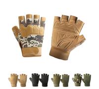 CubePlug Mens Breathable Padded Fingerless Motorcycle Gloves Half Finger Gloves for Cycling Hiking Climbing Outdoor Sports (Camo Tan, S)