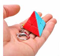CuberSpeed Mini Pyramid Magic Cube Keychain Triangle Speed Cube stickerless Puzzle
