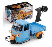 Cubertime 1/10 RC Tuk Tuk Three-Wheeler, 2.4G Remote Control Auto Rickshaw Model with Realistic Sound & Light, Retro Delivery Trike for Hobbyists & Adults 16+ (RTR Version/Blue)