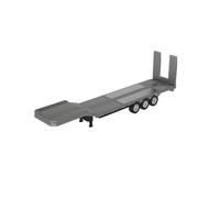 Cubertime 1/18 Scale RC Flatbed Semi-Trailer Accessory for Truck, Remote Control Lowboy Carrier with Electric Support Legs and Ramp, Detachable Heavy Transport Model for Adults (Grey)