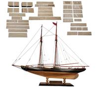 Cubertime 1/72 Bluenose Schooner Wooden Ship Model Kit Full Rib POF Pearwood DIY Craft for Adults 73cm Large Display Set Includes 8 Finished Sails