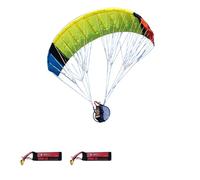 Cubertime 2.4G RC Paraglider 1.5m Wingspan Electric Paramotor RTF with 2 Batteries, over 30 Min Flight Time, Nylon Stunt Aeroplane, Outdoor Park Flyer for Beginners