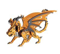 Cubertime 3D Metal Puzzle Mechanical Chimera Model Kit, Stainless Steel DIY Brain Teaser, Laser Cut Steampunk Desk Decor for Adults & Teens 16+ (Black Orange)