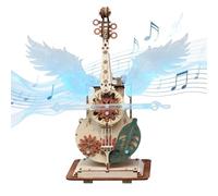 Cubertime 3D Wooden Mechanical Cello Music Box Model Kit, High Definition Craft in Motion Creative Desktop Ornament Gift (159PCS/Multicolor)