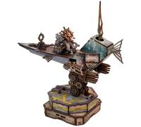 Cubertime 3D Wooden Puzzle [Flying Warship] Mechanical Gear Automata Kit, DIY Kinetic Sculpture for Stress Relief, Steampunk Desk Decor Gift for Men (248PCS)