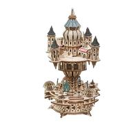 Cubertime 3D Wooden Puzzle Music Box, Castle in the Sky Model Kit for Adults 16+, DIY Mechanical Construction Set, No Glue, Creative Craft Gift for Birthday (534PCS)