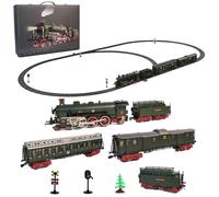 Cubertime Alloy Electric Train Set Model with Carriage and Long Track, Gift for Boys and Girls (Model 22920/Dark Green)