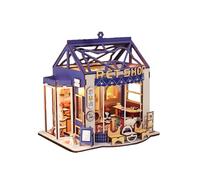 Cubertime Cat Pet Shop Book Nook 3D Wooden DIY Model | Miniature Street Scene Bookshelf Insert | Gift for Readers & Cat Lovers