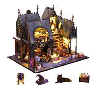 Cubertime DIY Miniature Dollhouse Kit, 3D Wooden Puzzle Magic House with LED & Dust Cover, Creative Halloween Model Building Kit for Adults 16+