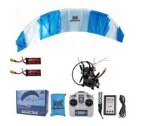 Cubertime Remote Control Power Glider, 2.4G RC Paraglider with Double Batteries, Blue Stunt Model for Adults & Beginners, 90 min Flight Time, Easy Foldable, Cool Flying Gift (3 Batteries)