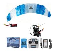 Cubertime Remote Control Power Glider, 2.4G RC Paraglider with Double Batteries, Blue Stunt Model for Adults & Beginners, 128cm Wingspan, Easy Foldable & Portable (2 Batteries) 0mAh Battery