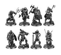 Cubertime Viking Ancient Warrior Alloy Figure Set, Solid White Copper Norse Knight Miniature, 28mm Miniatures Scale Compatible for D&D, Warhammer & Wargames Atlantic (8PCS)