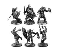 Cubertime Viking Ancient Warrior Alloy Figure Set, Solid White Copper Norse Soldier Miniatures, Detailed 40mm Berserker Models for Tabletop RPG (6PCS)