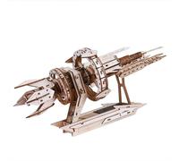 Cubertime Wooden Star Battleship Model Kit, Laser-Cut 3D Puzzle Sci-Fi Warship, 41cm Glue-Free Assembly Spacecraft Desk Decor for Adults & Teens (161PCS)