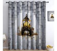 Cubes Extreme Sports Motorcycle 100% Blackout Curtains W 92" x L 90" for Bedroom and Living Room, Super Soft Geometric Space Printed Thermal Insulated Curtains, Eyelet Light Blocking Window Drapes