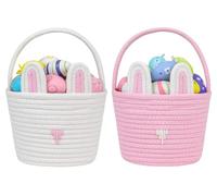 CubesLand Easter Basket,Cute Easter Basket for Kids Girls Infant,Babies First Easter Gift Basket Empty,Small Easter Egg Hunt Bunny Baskets Buckets 2-Piece 7.87 x 5.9 x 5.9"