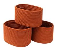 CubesLand Woven Cotton Cube Shelf Storage Baskets Bins for Organizing,Small Oval Closet Rope Storage Basket Gaze,13x8.3x7.8 inch,3 Packs
