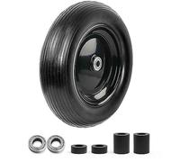 Cubesprings 13 Inch Wheelbarrow Tires 4.00-6 Flat Free Wheelbarrow Tire, 5/8" or 3/4" Bearings Sold Tire Replacement for Wheel Barrel Wheel Barrow, Includes Adapter Kit(4.00-6 Flat Free)