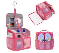 CUBETASTIC Shower Caddy Portable Mesh Shower Tote for Bathroom, Gym, Travel, Camping - Quick Dry Hanging Organizer Toiletry Bag with Handle for College Dorm Room, Men & Women (A# Hot Pink, 9.8")