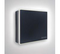 CubeTECH® Led 4" Inch Bathroom Extractor Fan With Timer Overrun Delay - Grooved Black Abs Panel - Warm White Led Light