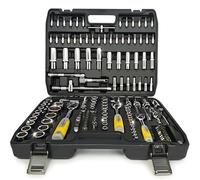 CUBEWAY Socket & Ratchet Set, 1/4 3/8 1/2 Drive, CR-V Auto Repair Tool Kit | 24-Tooth Quick-Release Ratchets, CR-V Steel Spark Plug/Torx/Deep Sockets, Bits, Hex Keys, Transfer Head, Storage Case