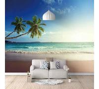 Cubic Blue Sky Sea Blue Waves Coconut Tree 3D Wallpaper Luxury Home Dining Decor Paste Sofa Living Room The Wall for Bedroom Mural-350cm×256cm