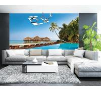 Cubic Blue Sky Sea Coconut Tree 3D Wallpaper Luxury Home Dining Decor Paste Sofa Living Room The Wall for Bedroom Mural-430cm×300cm