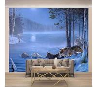 Cubic Forest River Animal Wolf Snow 3D Wallpaper Luxury Home Dining Decor Paste Sofa Living Room The Wall for Bedroom Mural-200cm×140cm