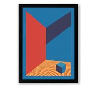 Cubic Forms in Perspective Geometric Framed Wall Art Print A4 (29.7×21cm) Black, Wall Decor for Living Room, Bedroom, Office & Home, Ready to Hang, Art Gift