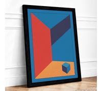 Cubic Forms in Perspective Geometric Framed Wall Art Print A4 Black