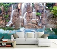 Cubic Mountains Waterfalls Lakes Rivers Swans 3D Wallpaper Luxury Home Dining Decor Paste Sofa Living Room The Wall for Bedroom Mural-250cm×170cm