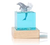 Cubic Ocean Night Light Ornament with Whales, Dolphins, Ancient Cities, Resin Desk Lamp for Home, Shark Night Light, Unique Gifts for Girlfriend, Novelty Lamp for Office and Home (A)