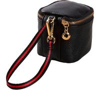 Cubic Premium Leather Coin Purse Earphone Storage Bag, Mini Travel Size Box, Rings & Precious Articles Lipstick Storage Organizer, Mini Pocket Wallet Coin Pouch, Black, Vintage