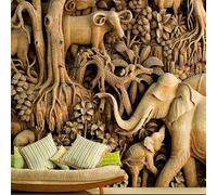 Cubic Relief Animal Elephant Tree Roots Forest 3D Wallpaper Textured Silk Easy Install Living Room Sofa Bedroom Dining Room Home Decoration Wall-150cm×105cm