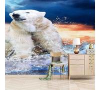 Cubic River Animal White Bear 3D Wallpaper Easy Install Feature Office Living Room Sofa Bedroom TV Background Wall Decoration-400cm×280cm