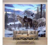 Cubic Snowy Mountains Animal Wolf Woods 3D Wallpaper Luxury Home Dining Decor Paste Sofa Living Room The Wall for Bedroom Mural-350cm×256cm