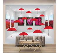 Cubic Space Red Flower Umbrella Creative 3D Wallpaper Luxury Home Dining Decor Paste Sofa Living Room The Wall for Bedroom Mural-150cm×105cm