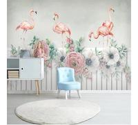 Cubic Warm Beautiful Flamingos Flowers Plants 3D Wallpaper Luxury Silk Study Dining Feature Sofa Grey Bedroom Living Room Tv Decorative Wall-200cm×140cm