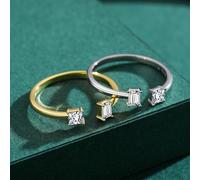 Cubic Zirconia Anniversary Wedding Band Gold Plated Open, 925 Silver Delicate Wedding Ring Band for Women Size J 1/2