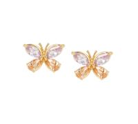 Cubic Zirconia Butterfly Stud Earrings Betsey Johnson Purple One Size