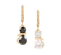 Cubic Zirconia Cat Mismatch Drop Earrings