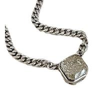 Cubic Zirconia Chain Necklace in Silver-Plated Bold Link Contemporary S925 Collar for Women Minimalist Jewelry
