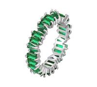 Cubic Zirconia Colorful Rainbow Ring Multi Color Gemstone Ring Jewelry Women's Thumb Rings (Green, 7)