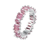 Cubic Zirconia Colorful Rainbow Ring Multi Color Gemstone Ring Jewelry Women's Thumb Rings (Pink, 9)