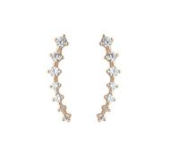 Cubic Zirconia Crawler Earrings for Women Glitter Cartilage Beaded Seven 7 Star Sparkly Crystal Rhinestone Gold Silver Plated Climber Cuff Earrings for Wedding Birthday Valentine Fashion Jewelry Gifts