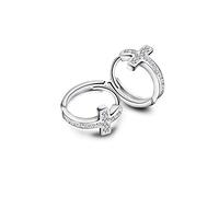 Cubic Zirconia Cross Small Hoop Earrings for Women Girls Sterling Silver Crystal Religious Tiny Huggie Hoops 12mm