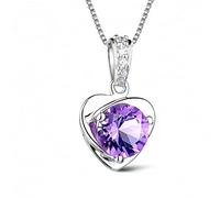 Cubic Zirconia Delicate Dainty Box Chain Heart Bezel Round Stone Pendant Necklace