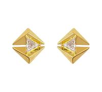 Cubic Zirconia Earrings, Triangle Zircon Ear Studs foe Womem, 18K Gold Plated Copper Jewelry, Daily Wear, Gift for Mom/Girlfriend/Sisters