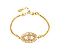 Cubic Zirconia Evil Eye Bracelet Rhinestone Eyes Dangle Charm Bracelet Lucky Charms Eye Bracelets for Women Trendy Adjustable Link Chain Jewelry